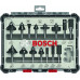 BOSCH Kit de 15 fraises mixtes a queue de 1/4" 2607017473