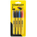 Stanley STHT81391-0 Marqueur permanent, pointe fine, 4pcs (2x noir, 1x bleu, 1x rouge)